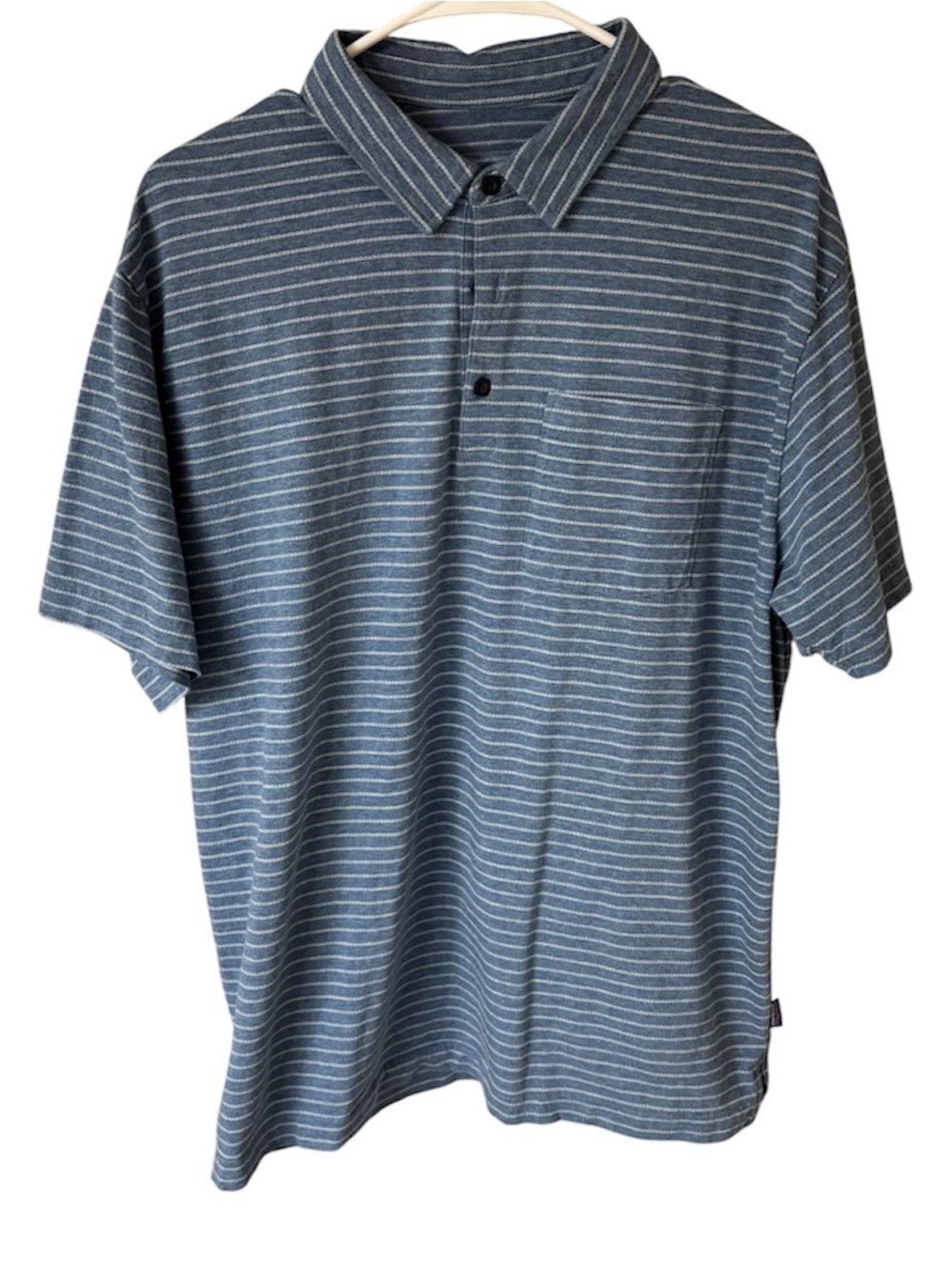 Patagonia Blue & White Striped Polo